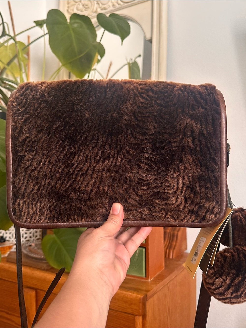 Patricia Nash Sherpa and leather 2way Bag in Dark Brown